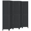 vidaXL Biombo separador de 5 paneles madera maciza Paulownia negro