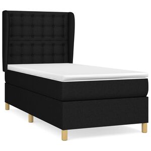 vidaXL Cama box spring con colch&oacute;n tela negro 80x200 cm