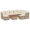 vidaXL Juego de sof&aacute;s jard&iacute;n con cojines beige 10 pzas rat&aacute;n sint&eacute;tico