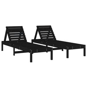 vidaXL Tumbonas 2 unidades madera maciza de pino negro 199,5x60x74 cm