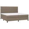 vidaXL Cama box spring colch&oacute;n y luces LED tela gris taupe 200x200 cm