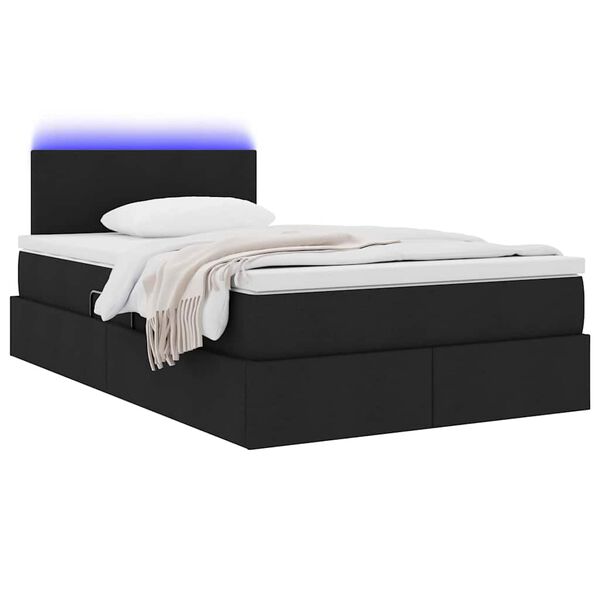 vidaXL Cama con almacenamiento y LED con LED Negro 120 x 190 cm tela