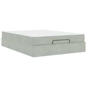 vidaXL Estructura de cama con colch&oacute;n 2 pcs Gris claro Terciopelo