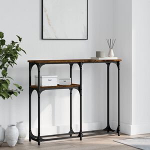 vidaXL Mesa consola madera de ingenier&iacute;a roble ahumado 90x22,5x75 cm