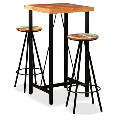 vidaXL Set de muebles de bar 3 piezas acacia y madera reciclada
