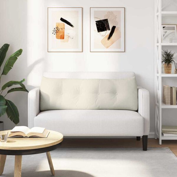 vidaXL Coj&iacute;n de Espalda Crema 140 x 24 x 50 cm Terciopelo