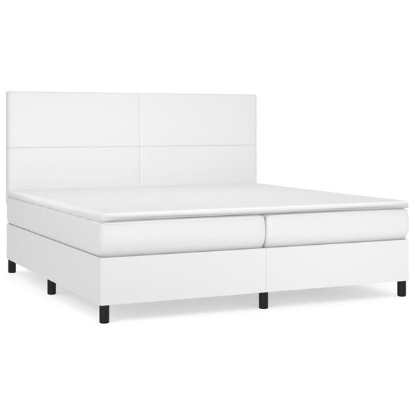 vidaXL Cama box spring con colch&oacute;n cuero sint&eacute;tico blanco 200x200 cm