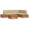 vidaXL Conjunto de sof&aacute;s de exterior con coj&iacute;n 5 Pieza Natural y Beige