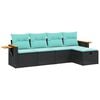 vidaXL Set de muebles de jard&iacute;n 5 pzas y cojines rat&aacute;n sint&eacute;tico negro