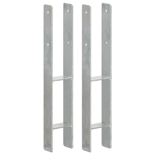 vidaXL Anclajes de valla 2 uds acero galvanizado plateado 9x6x60 cm