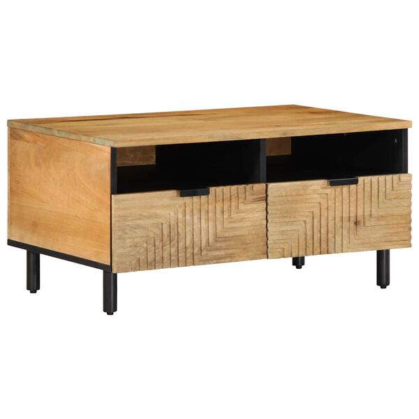 vidaXL Mesa de centro madera maciza de mango marr&oacute;n 80x54x40 cm