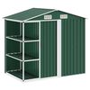 vidaXL Cobertizo de jard&iacute;n con estante hierro verde 205x130x183 cm