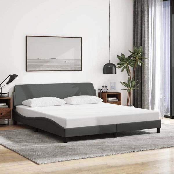 vidaXL Estructura de cama Dover de tela gris oscuro 180x200 cm