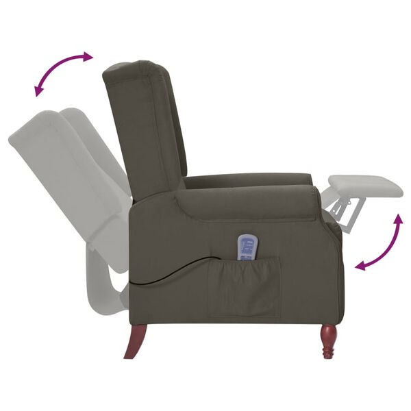 vidaXL Sill&oacute;n de masaje reclinable de microfibra gris oscuro
