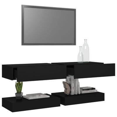 vidaXL Muebles de TV con luces LED 2 uds negro 60x35 cm