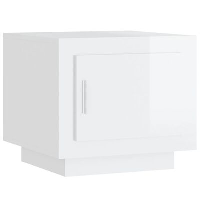 vidaXL Mesa de centro madera contrachapada blanco brillo 51x50x45 cm