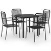 vidaXL Set de comedor de jard&iacute;n de 5 piezas vidrio y acero negro
