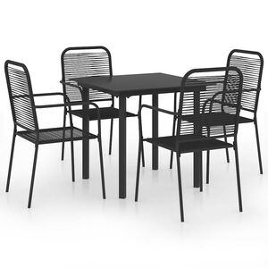 vidaXL Set de comedor de jard&iacute;n de 5 piezas vidrio y acero negro