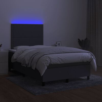 vidaXL Cama box spring con colchón y LED tela marrón oscuro 120x190 cm