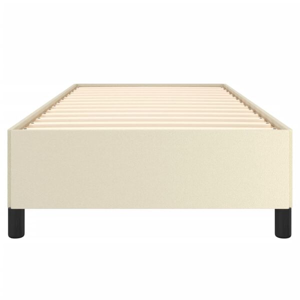 vidaXL Estructura de cama sin colch&oacute;n cuero sint&eacute;tico crema 90x200 cm