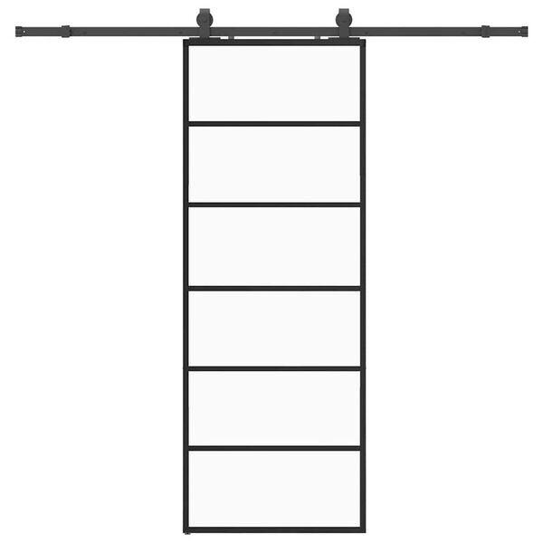 vidaXL Puerta corredera con juego herrajes negro 76x205 cm ESG vidrio