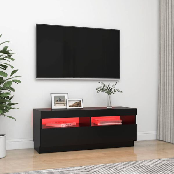 vidaXL Mueble de TV con luces LED negro 100x35x40 cm