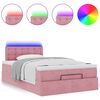 vidaXL Cama otomana con colch&oacute;n y LED terciopelo rosa 120x190cm