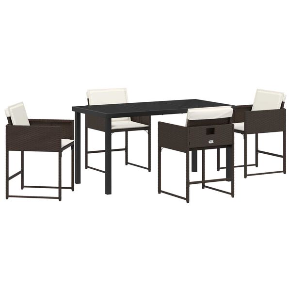 vidaXL Conjunto de Comedor de Jard&iacute;n 5 pcs Marr&oacute;n rat&aacute;n sint&eacute;tico