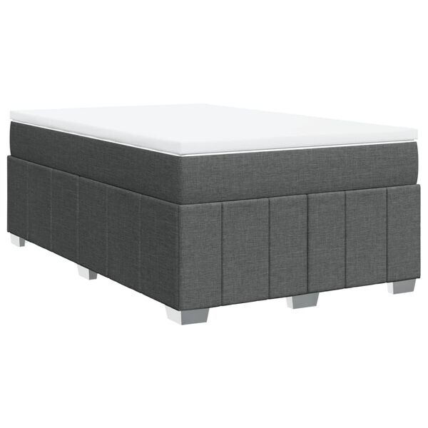 vidaXL Cama box spring con colch&oacute;n tela gris oscuro 120x200 cm