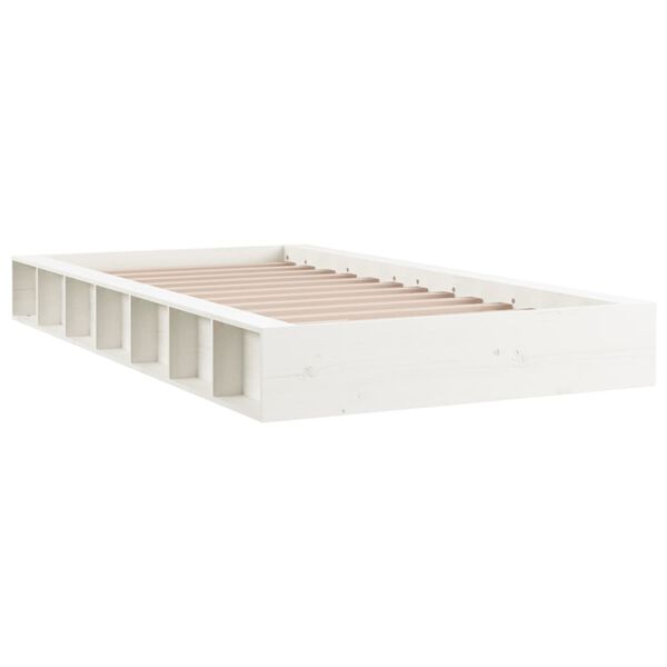 vidaXL Estructura de cama doble de madera maciza blanco 135x190 cm
