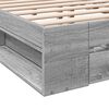vidaXL Cama con cajones madera ingenier&iacute;a gris Sonoma 140x200 cm