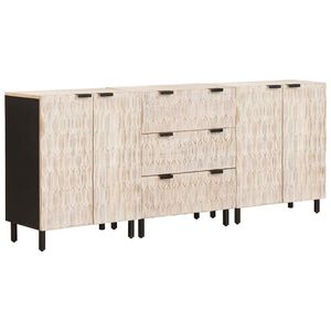 vidaXL Aparador 3 uds. 60 x 33 x 75 cm Madera de mango maciza
