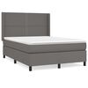 vidaXL Cama box spring con colch&oacute;n cuero sint&eacute;tico gris 140x190 cm