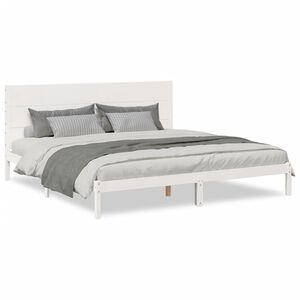 vidaXL Cama extralarga sin colch&oacute;n madera maciza blanca 200x210 cm