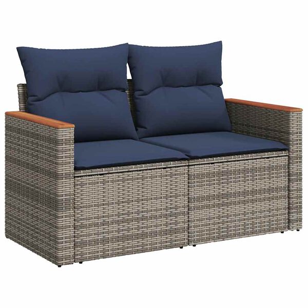 vidaXL Set de muebles de jard&iacute;n 6 pzas y cojines rat&aacute;n sint&eacute;tico gris