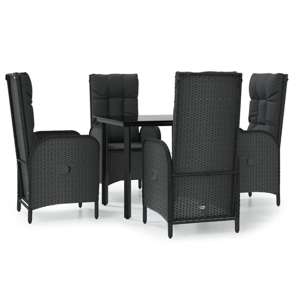 vidaXL Set de muebles jard&iacute;n 5 pzas con cojines rat&aacute;n sint&eacute;tico negro
