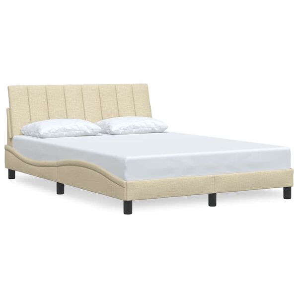 vidaXL Estructura de cama sin colch&oacute;n Hanko tela color crema 140x200 cm
