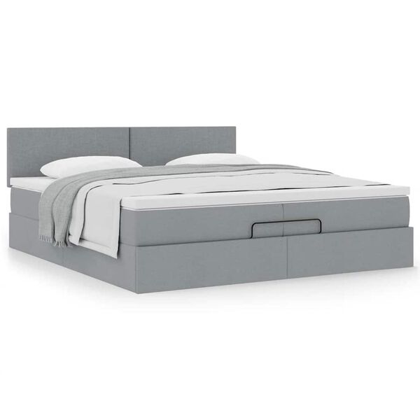 vidaXL Estructura de cama otomana con colchón gris claro 200x200 cm
