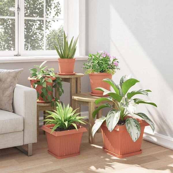 vidaXL Maceta cuadrada para flores 6 pcs Rojo Ladrillo Pl&aacute;stico