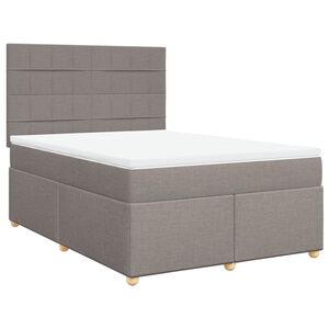 vidaXL Cama box spring con colch&oacute;n tela gris taupe 140x190 cm