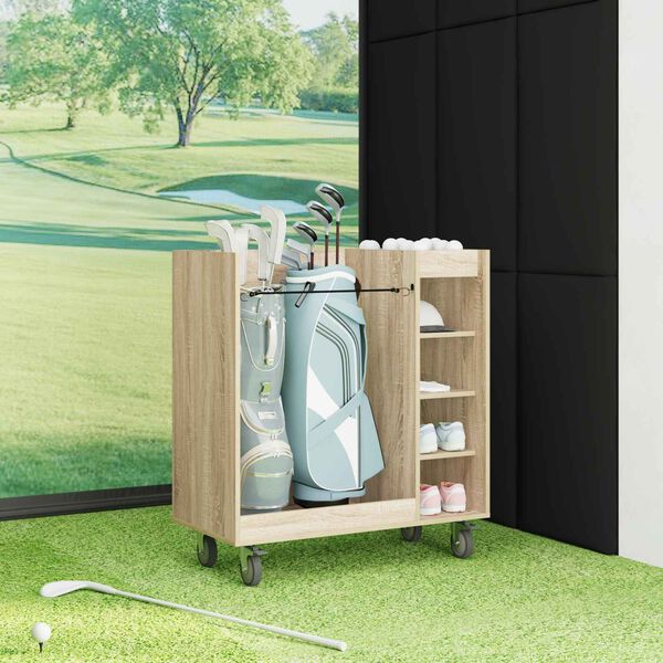 vidaXL Armario de Golf con rueda Liso Roble Sonoma 90 x 45 x 98 cm