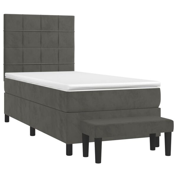 vidaXL Cama box spring con colch&oacute;n terciopelo gris oscuro 80x200 cm