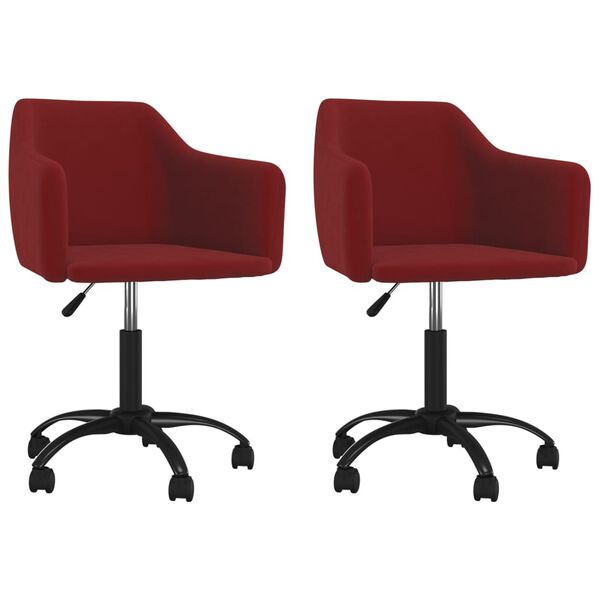 vidaXL Sillas de comedor giratorias 2 unidades terciopelo rojo tinto