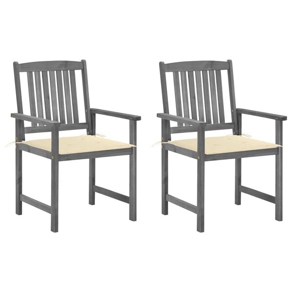 vidaXL Sillas de jardín con cojines 2 uds madera maciza de acacia gris