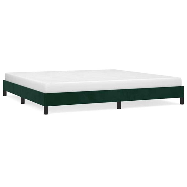 vidaXL Estructura cama sin colch&oacute;n terciopelo verde oscuro 200x200 cm