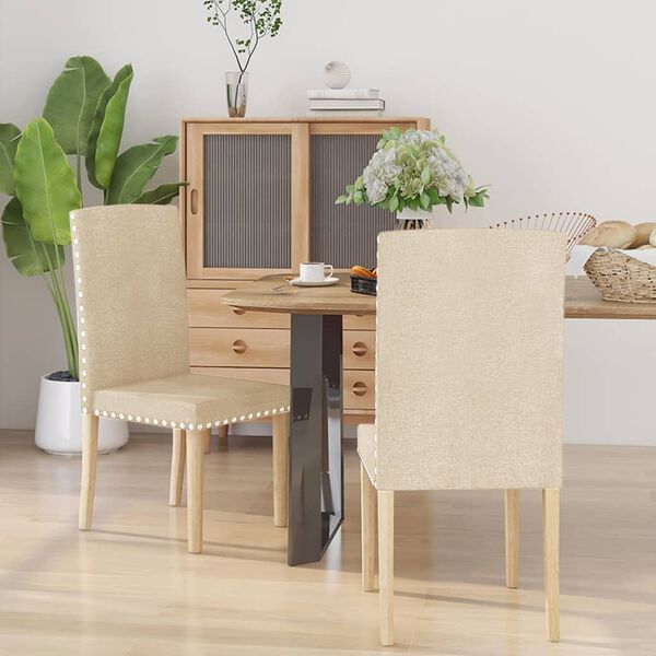 vidaXL Sillas de comedor 2 unidades tela color crema