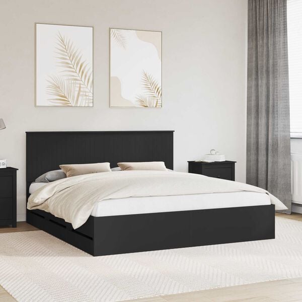 vidaXL Estructura de cama Negro 180 x 200 cm Madera Ingenieril
