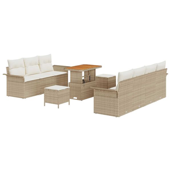 vidaXL Conjunto de sofá de jardín 10 pcs Beige ratán sintético