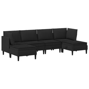 vidaXL Juego de muebles de sal&oacute;n 6 uds. Negro Tela