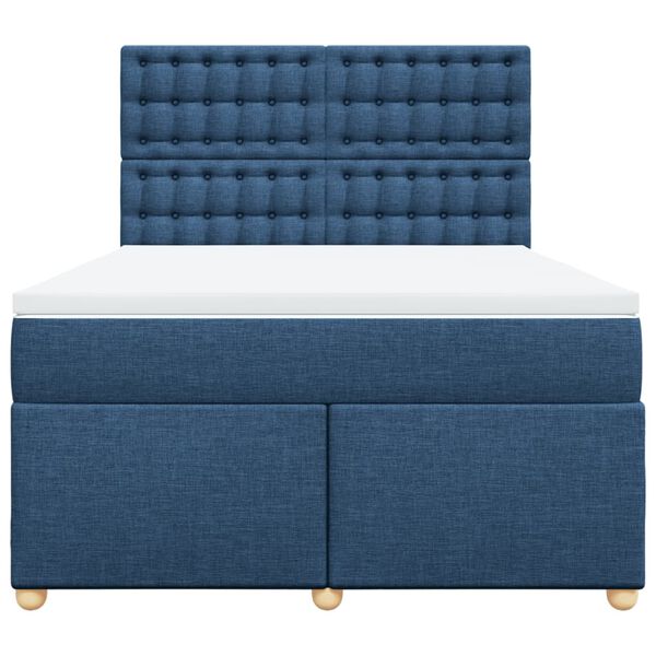 vidaXL Cama box spring con colch&oacute;n tela azul 140x200 cm